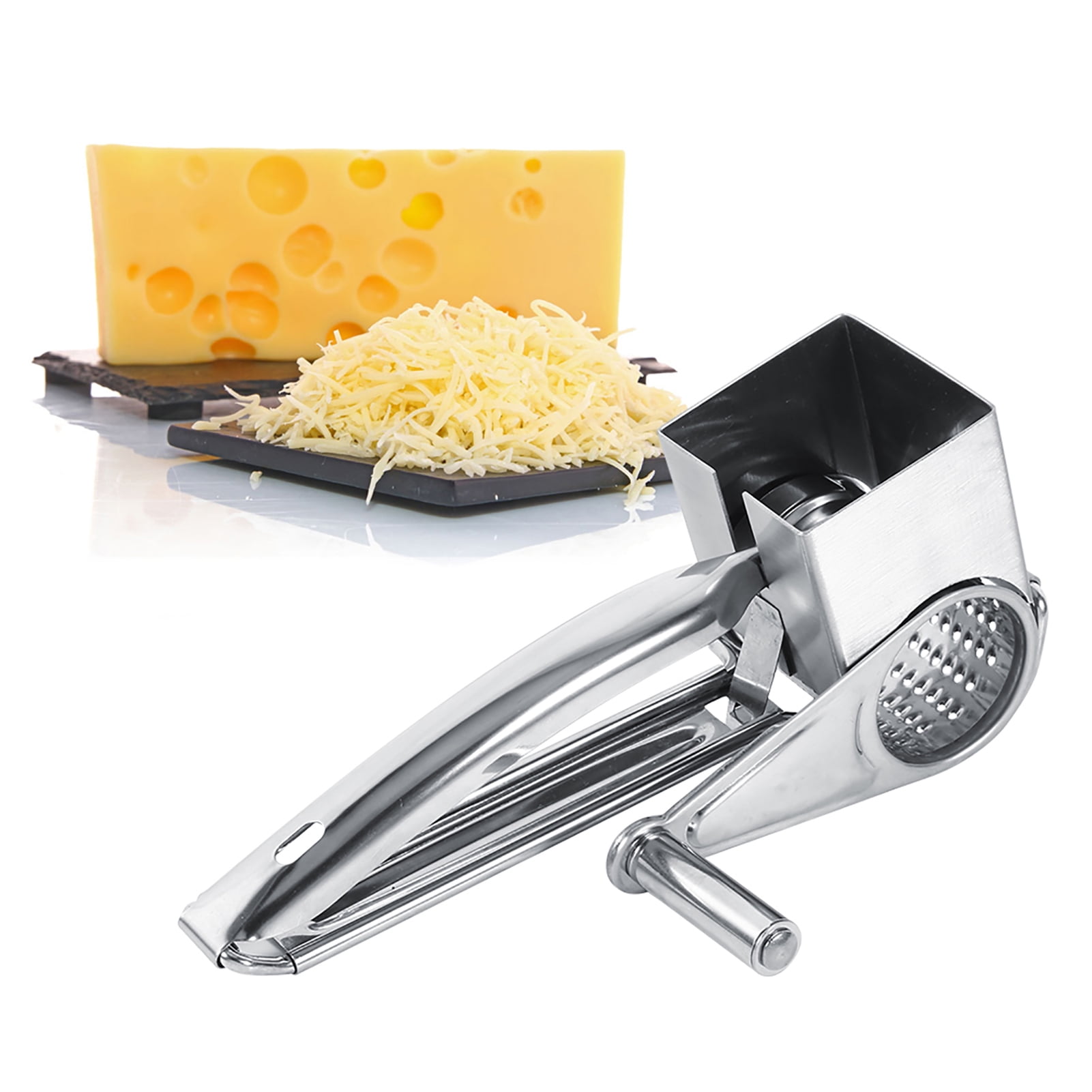 Stainless Steel Cylinder Grater Multifunctional Kitchen Craft Rotary Cheese Grater Slice Shred Tool for Chocolate Vegetables Rotary Cheese Grater Fruits 