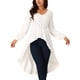 thumbnail image 1 of Tops de mujer INSPIRE CHIC de largo irregular con mangas largas, escote en V, cintura elástica, asimétrico, dobladillo irregular, blusa casual, 1 of 5