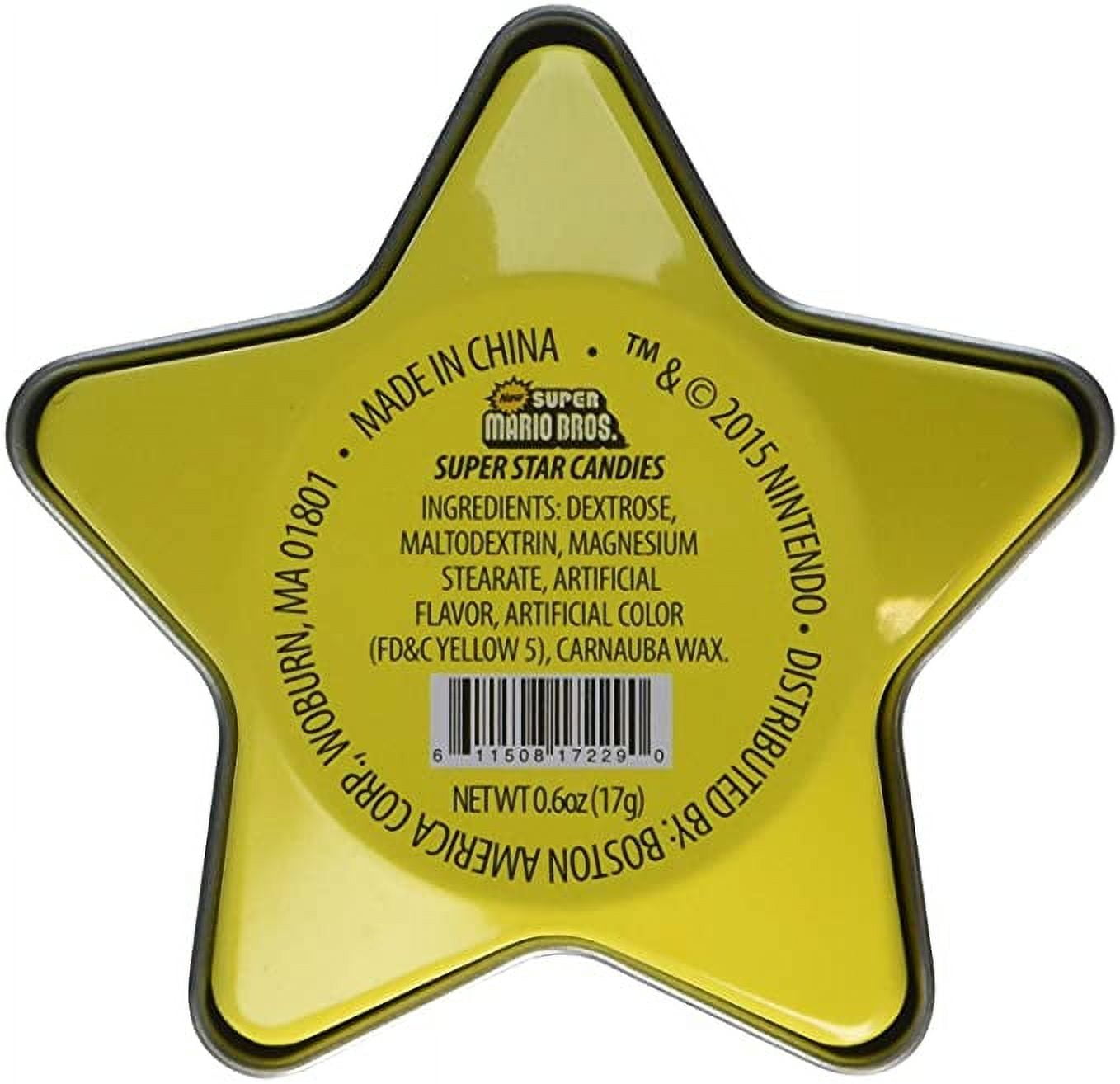 Boston America Super Star Candies - Mario Yellow Sour Tin, 18 Pieces
