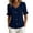 Navy, variant on Womens Tops Peter Pan Collar Ruffle Hem Short Sleeve Button Front Blouse Lightweight Summer Shirt (Pink,S)