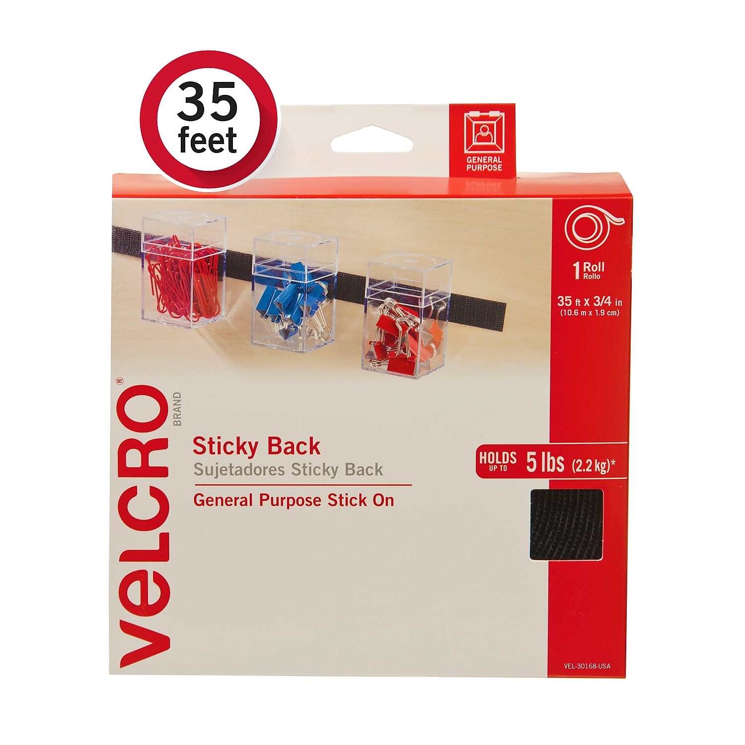 VELCRO Brand Sticky Back, Black VEL30168USA