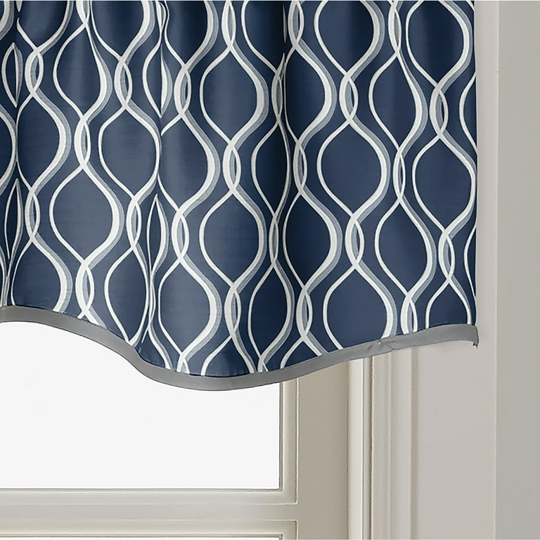 Curtainworks Morocco Scallop Valance Navy, Indoor, 100% Polyester