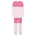 thumbnail image 4 of Tnhcen Women's 2 Pieces Lounge Sets Pajamas Set Striped Long Sleeve Tops and Pants Homewear S-3XL, 4 of 5