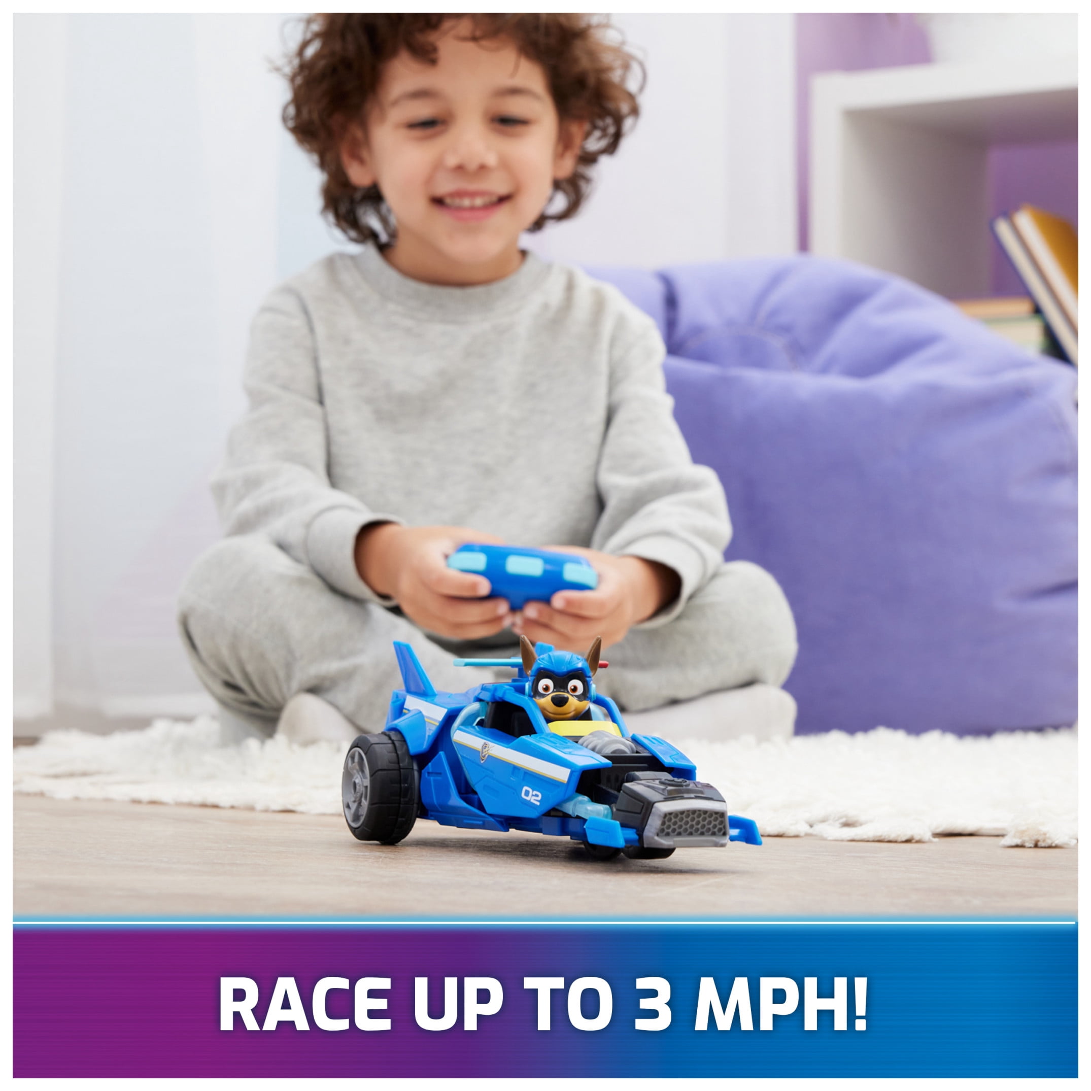 PAW Patrol: The Mighty Movie, Remote Control Car with Molded Mighty Pups Chase, Kids Toys for Boys & Girls 3+
