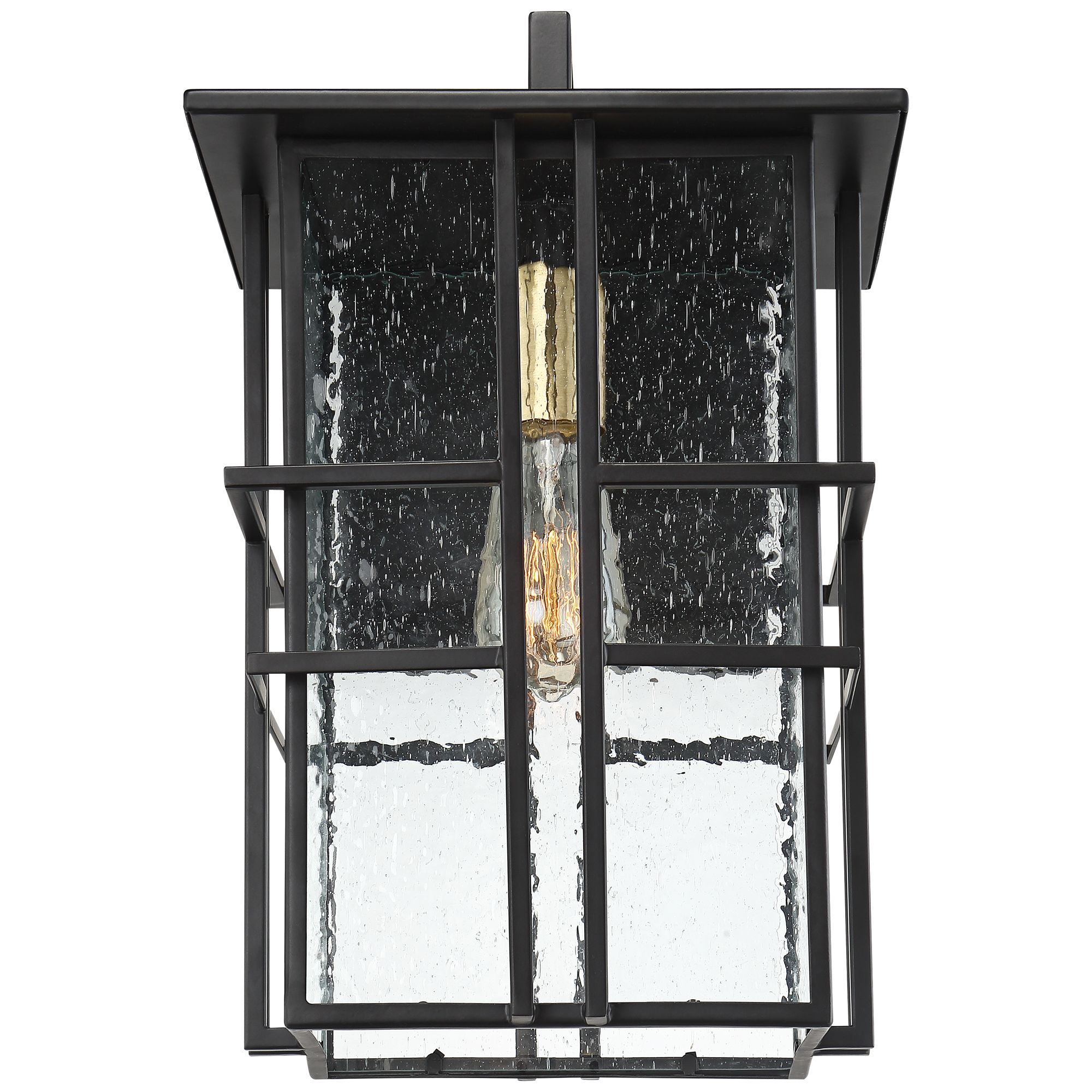 Possini Euro Design Arley Modern Industrial Outdoor Wall Light Fixtures Set of 2 Black 16" Seedy Glass for Post Exterior Barn Deck House