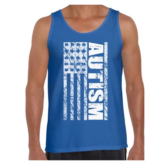 Awkward Styles Autism Flag Tank Top for Men American Flag Autism Awareness Tank Top Autism Tanks for Men USA Flag Autism Gifts Autistic Spectrum Awareness Men's Tank Tops Support Autism Tanks