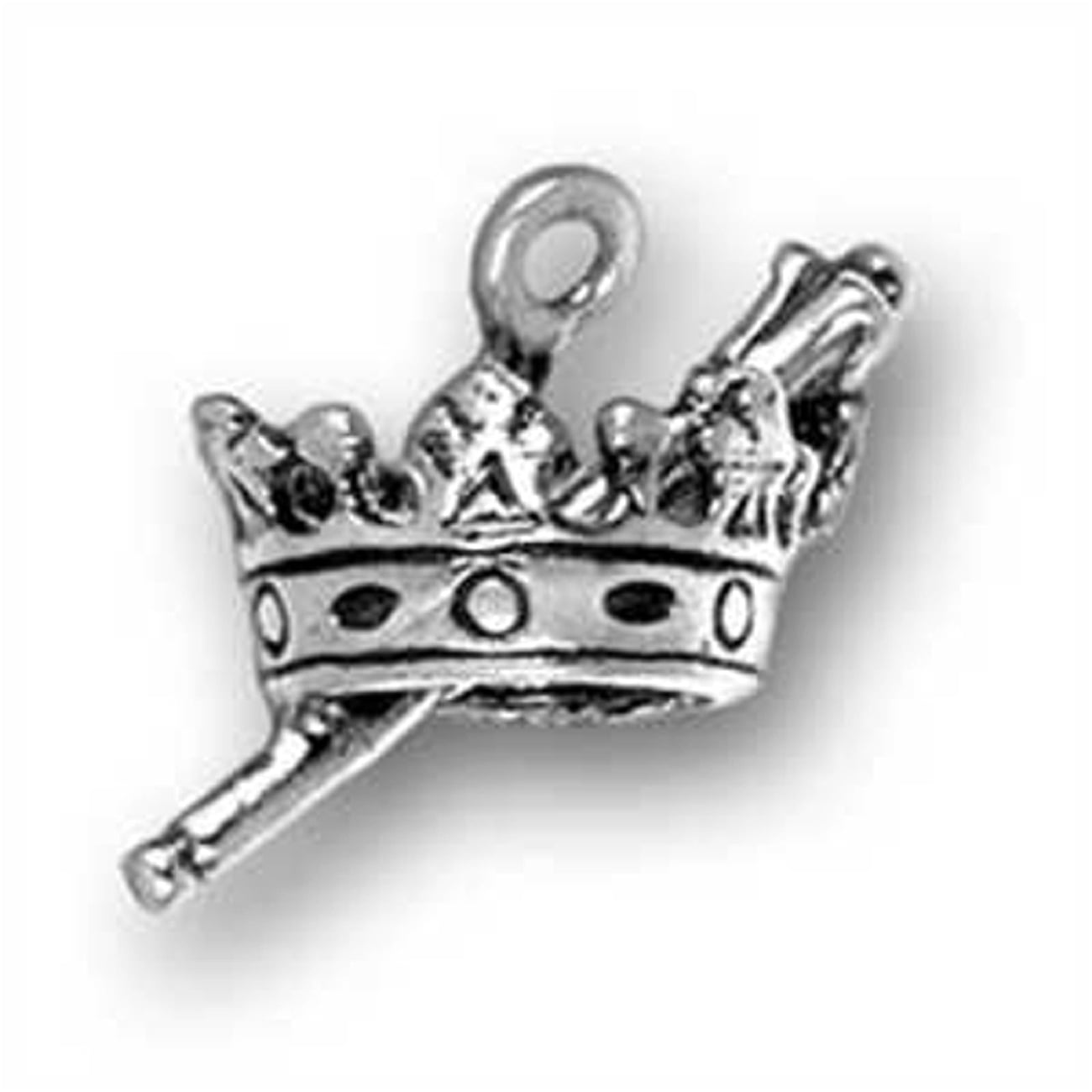 Sterling Silver Womens 1mm Box Chain Queen Of Shopping Crown Pendant Necklace