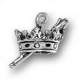 thumbnail image 1 of Sterling Silver 18" Unisex 1.5mm Box Chain 3D Kings Crown And Scepter Pendant Necklace, 1 of 2