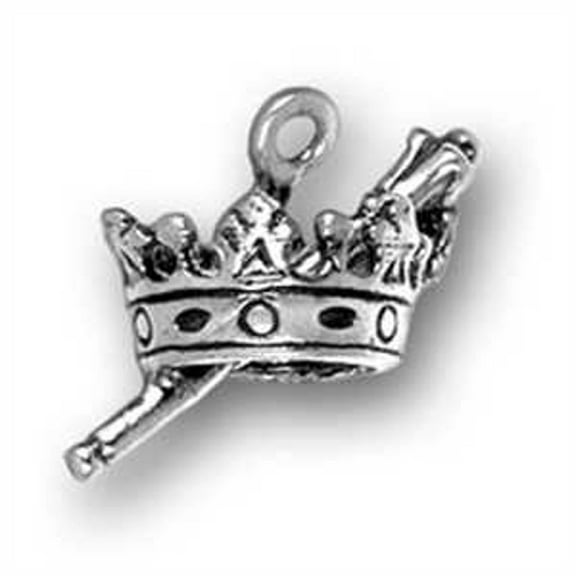 Sterling Silver 16" .8mm Box Chain 3D Kings Crown And Scepter Pendant Necklace