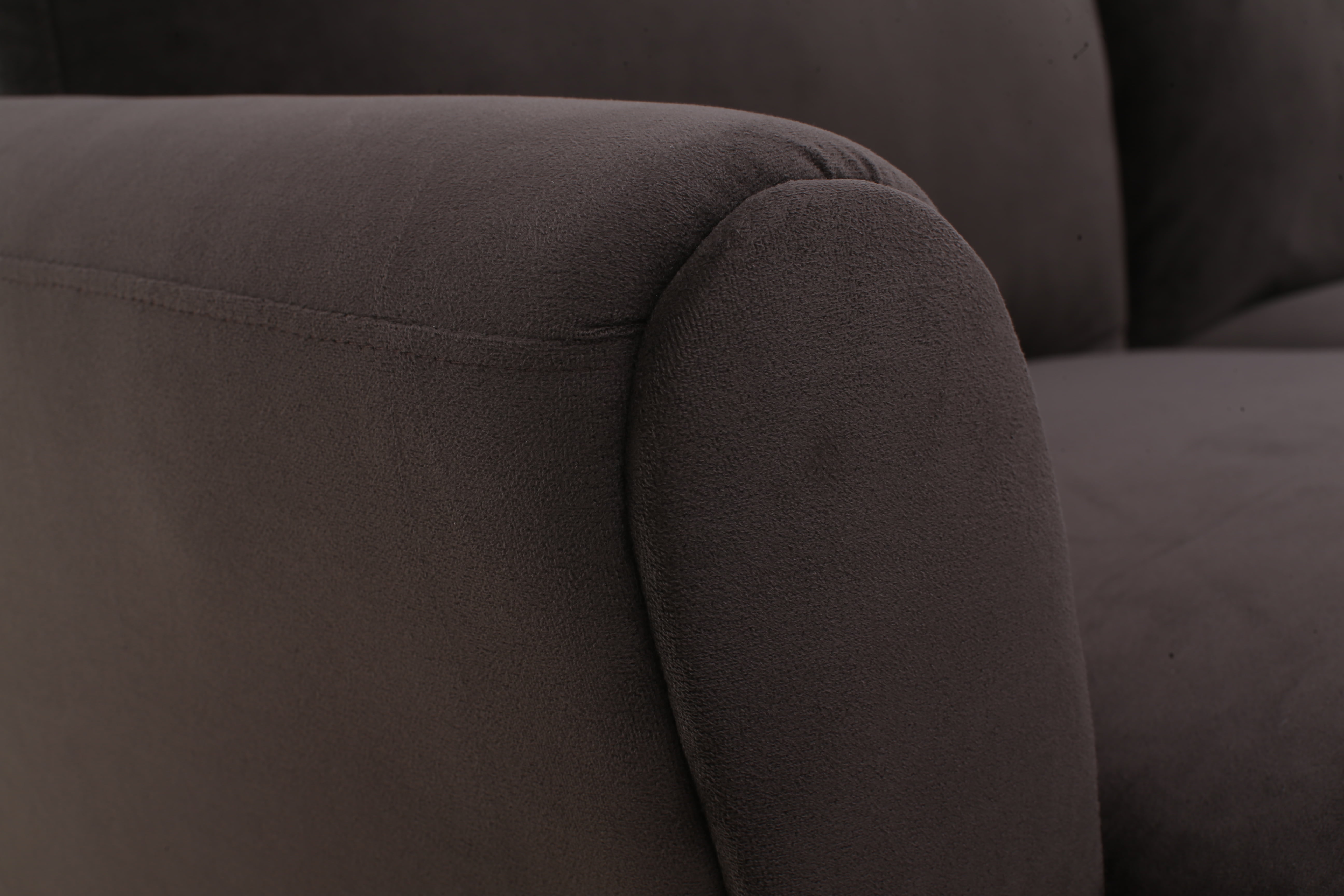 Lifestyle Solutions Alexa Sectional Sofa with Curved Arms, Coffee Brown Fabric