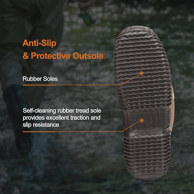 8 Fans Mens Rubber Boots,Waterproof Rain Boots Durable Fishing Hunting Neoprene Boots Ideal for Farming Working and Gardening