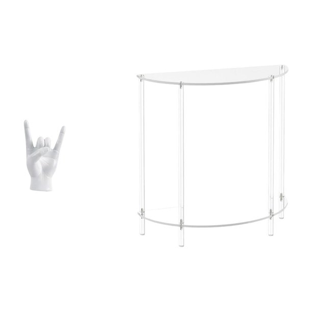 Estatua del gesto de la roca,Figuras de estatuas de dedos con gestos de música rock,Mesita de noche acrílica,Mesa auxiliar de acrílico transparente,mesa de noche transparente con capas,Mesa