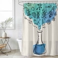 thumbnail image 4 of Teal Blue Science Bathroom Shower Curtains with 12 Hooks Polyester Waterproof Shower Curtain for Stalls and Bathtubs Funny Cartoon Artwork Wood Grain Decorative Bathroom Privacy Curtain 72x84 Inches, 4 of 8