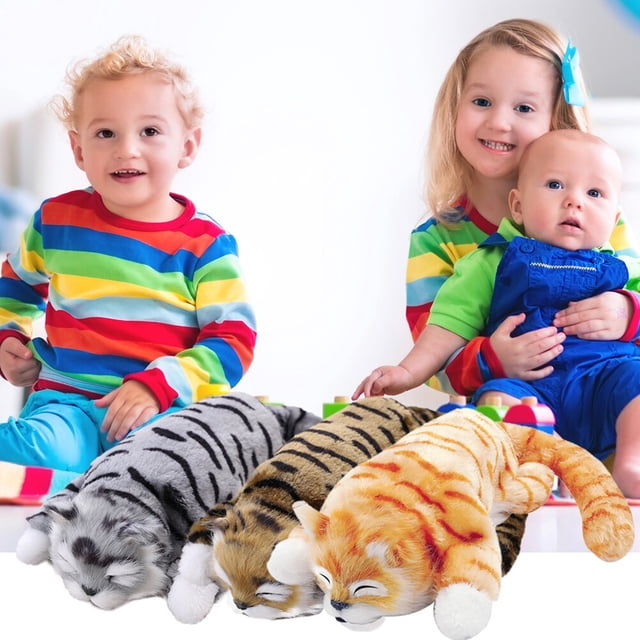 Jouet en Peluche de Chats Électriques Simulés Poupée Roulante Réaliste Drôle Rembourrage en Coton Interactif Animaux de Compagnie Roulent Jouets de Chambre Cadeaux d'Anniversaire Gris
