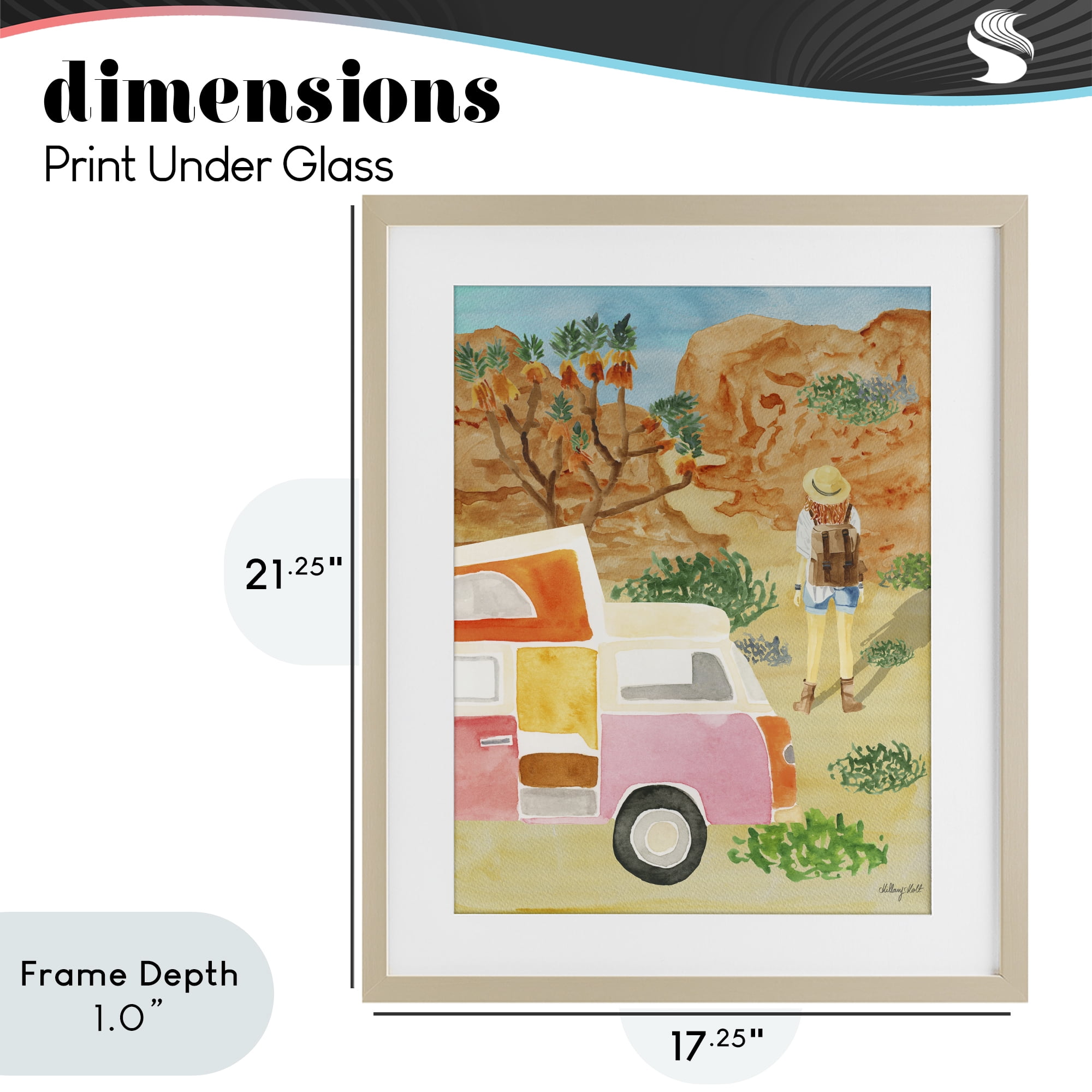 Stupell Industries Mojave Desert Road Trip Birch Framed Print Under Glass, design by Hillary Holt