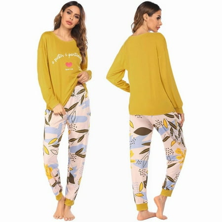 

[Big Save!]Ladies Pajamas Suit Cotton Long Sleeve Lovely Print Plain Color For Home Wear