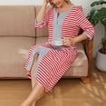 thumbnail image 5 of Besolor Womens 3/4 Sleeve Zipper Robe Striped Crewneck Lightweight House Coat Soft Nightgown Pajamas with Pockets, 5 of 9