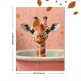 thumbnail image 3 of Qisvanset 12x16 Inch Bathtub Giraffe Canvas Wall Art, Soft Pink Safari Animal Whimsical Bathroom Wall Decor, 3 of 8