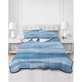 thumbnail image 2 of Quilts Twin Size Bedding Set, Blue Grey Ombre Lightweight Quilted Comforter, Vintage Shabby Gray Abstract Art Soft Reversible Bedspread Coverlet with Pillow Covers for All Season, 68" x 86", 2 of 7