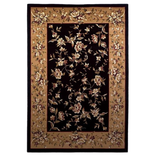 HomeRoots 353187 20 x 31 in. Polypropylene Black & Beige Area Rug