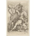 thumbnail image 2 of Salvator Rosa 11x14 Gold Ornate Wood Frame and Double Matted Museum Art Print Titled - Two Soldiers, One Seated with Sword and Shield (1656 - 1657), 2 of 4