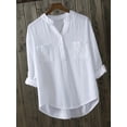 thumbnail image 3 of QUTETN 2024 New Plus Size Women'S Casual Loose Long Sleeve Shirt Pure Color Small V-Neck Design Blouse, 3 of 4