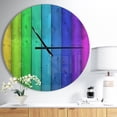 thumbnail image 2 of Designart 'Rainbow Colors On Wooden' Metal Wall Clock, 2 of 3