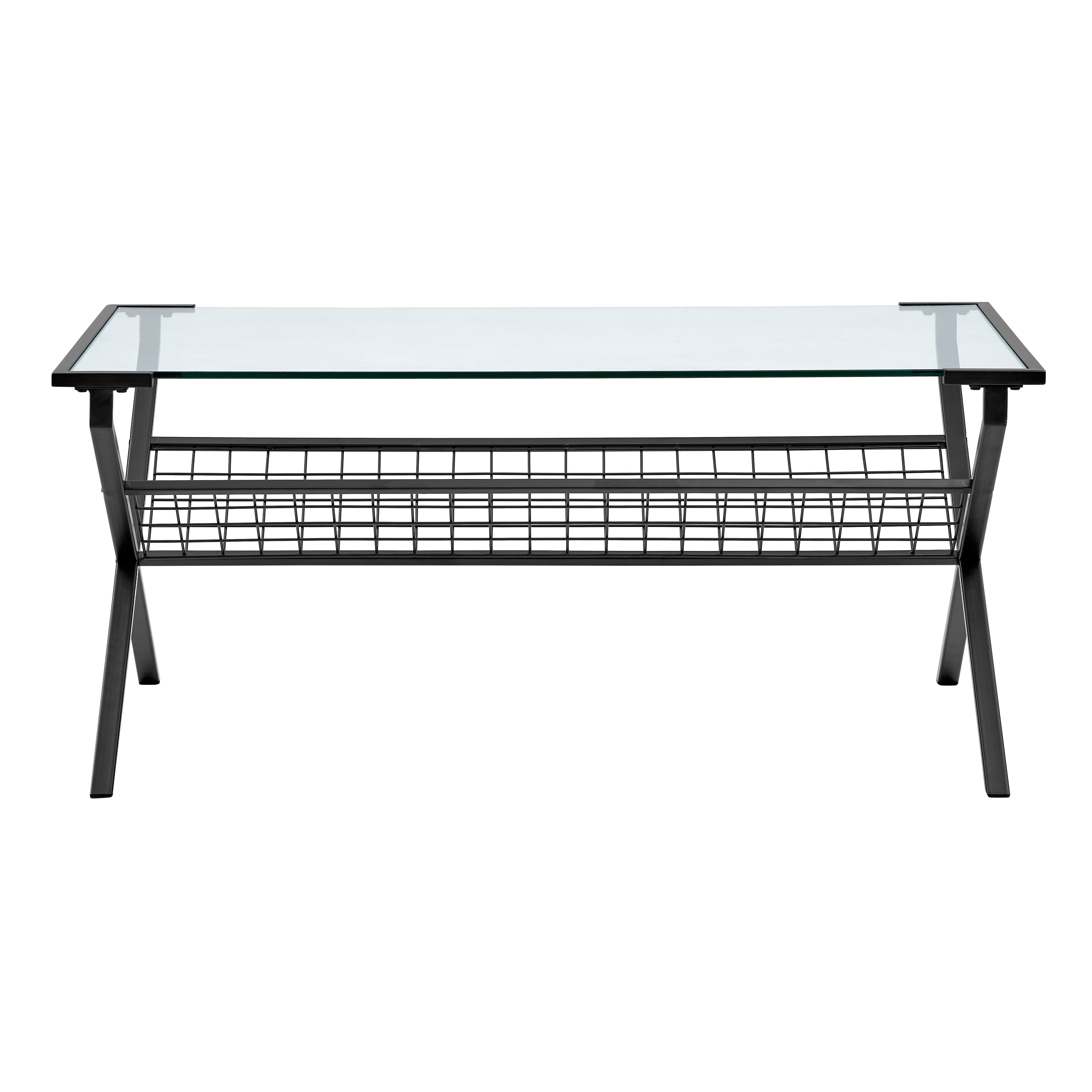 Elaine Metal & Glass with Magazine Holder Coffee Table by Chateau Lyon