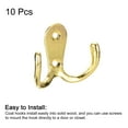 thumbnail image 3 of Wall Hooks, 10 Pack - Zinc Alloy Double Prong Retro Hook, Hooks for Hanging Towel Backpack Clothes Scarf (Gold), 3 of 6