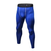 Odeerbi Sports Pants for Men Shapewear Bodysuit Stretch Leggings Trousers Breathable Quick-drying Wicking Fitness Pants Blue
