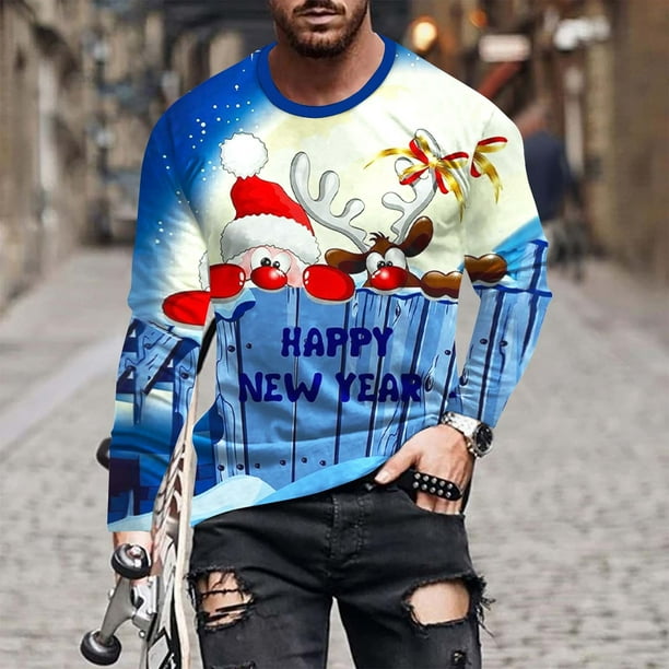 Blusas y camisas de manga larga con cuello redondo para hombre, blusa informal de manga larga con cuello redondo y estampado, blusa de poliéster para hombre