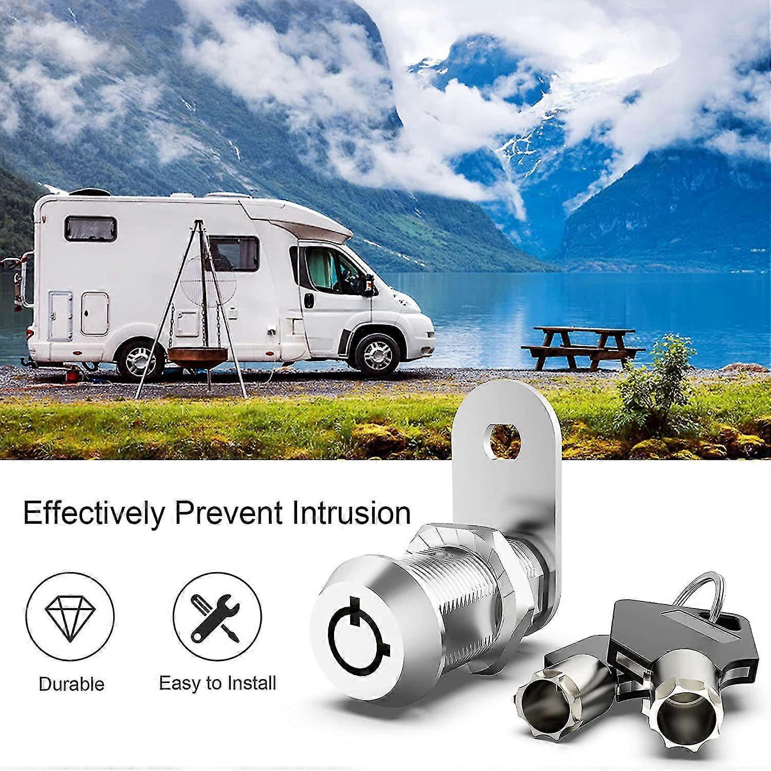 RAIN 6 Pack Upgraded Cam Lock RV Storage Locks, Keyed Alike 5/8 Inch Cabinet Locks for RV Storage Door Tool Box Drawers