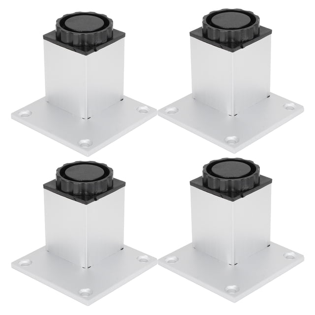 4 piezas de patas de sofá de aleación de aluminio cuadradas ajustables para gabinete, herrajes para muebles de 60 mm