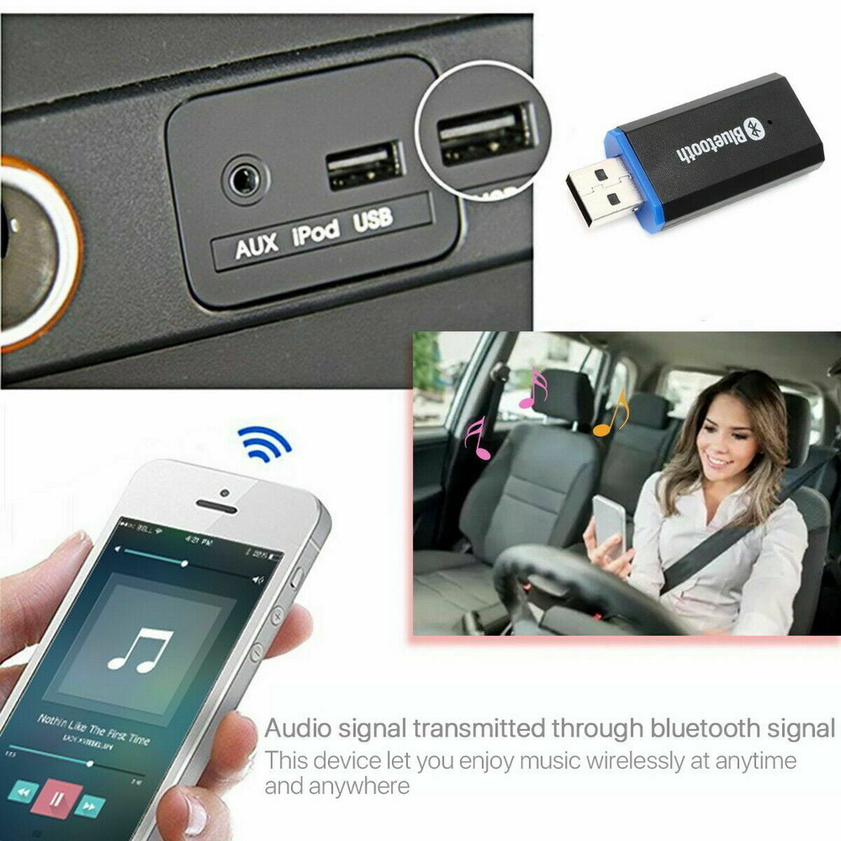 USB Bluetooth Stereo Audio Music Wireless Receiver Adapter For Car Home Speakers 