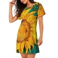 thumbnail image 2 of Yiaed Vibrant Sunflower Painting Print Women's Loose-Fit Short Sleeve Nightgown, Soft and Comfortable Sleep Dress for Relaxation and Sleepwear, 2 of 6