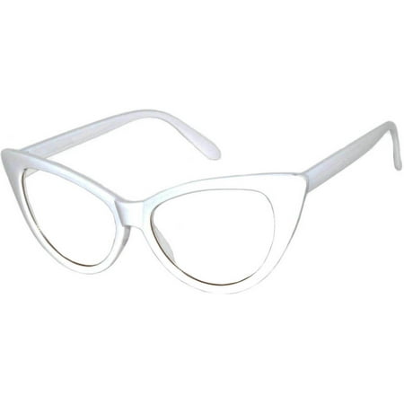 Retro Women's Cat Eye Vintage Sunglasses UV Protection White Frame Clear Lens Brand