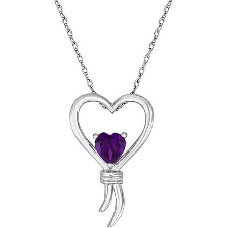 Knots of Love Sterling Silver Amethyst Heart Pendant, 18