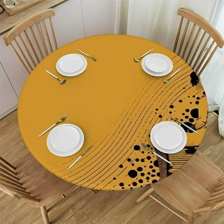 

Palnkart Dotted Design Round Table Cover Stain Resistant Washable Indoor Outdoor Tablecloth Kitchen Dining Wedding Parties Waterproof Resistant Fabric 100% Polyester Fiber 31-35