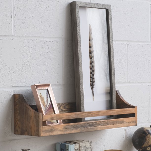 Rustic Wood Wall Shelf 24 Inch Weathered Handmade Reclaimed Style