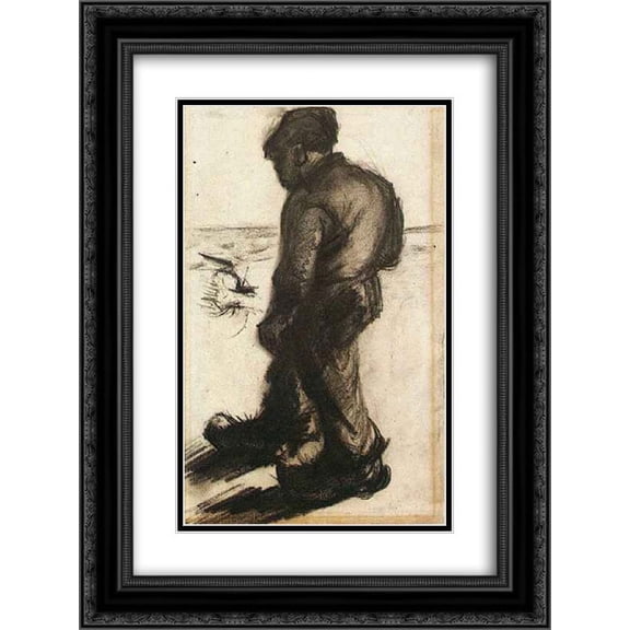 Vincent van Gogh 2x Matted 18x24 Black Ornate Framed Art Print 'Peasant'