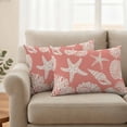 thumbnail image 2 of Coral Pink Starfish Coastal Outdoor Waterproof Pillow Covers, Shell Summer Beach Nautical Decorative Rectangle Throw Pillowcase Sofa Cushion Sham for Patio/Couch/Chair, 20"x12" 2 Pack, 2 of 8