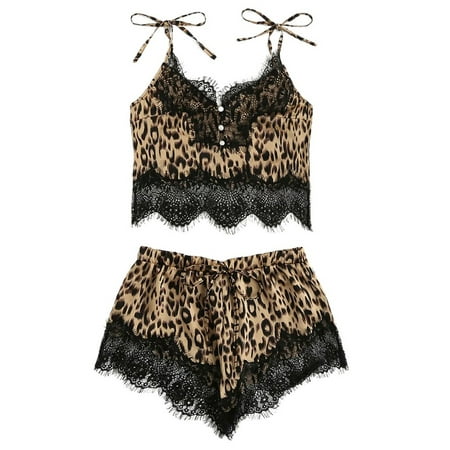 

Leopard Underwear Bow Ladies Stitching Straps Lace Seductive Sexy Black Print
