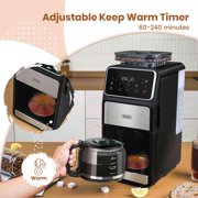 Gevi 10 Cup Drip Coffee Maker With Built-in Burr Grinder Programmable Touch Screen 4 Hour Keep Warm Permanent Filter Home Office