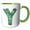 Green/White, variant on 3drose, Cute Green Four Leaf Clover Curly Cue Monogram Initial Y, 11oz Two-tone Yellow Mug
