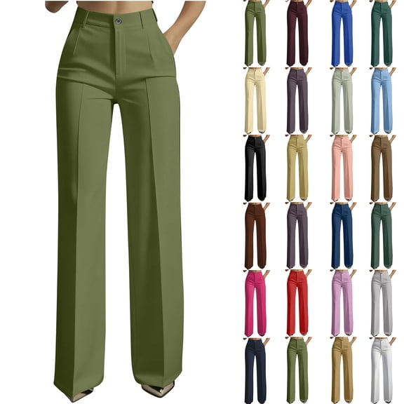 Wide Leg Pants for Woman Pull on Stretchy Work Dress Pants High Waisted Business Casual Trousers Slacks