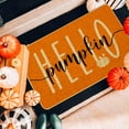 thumbnail image 2 of Hello Pumpkin Door Mat Welcome Decorative, Autumn Thanksiving Pumpkin Farmhouse Outdoor Indoor Patio Entrance Door Mats Low Profile Non Slip Outside Inside Floor Mat Rugs for Home Decor 29x 17Inch, 2 of 6