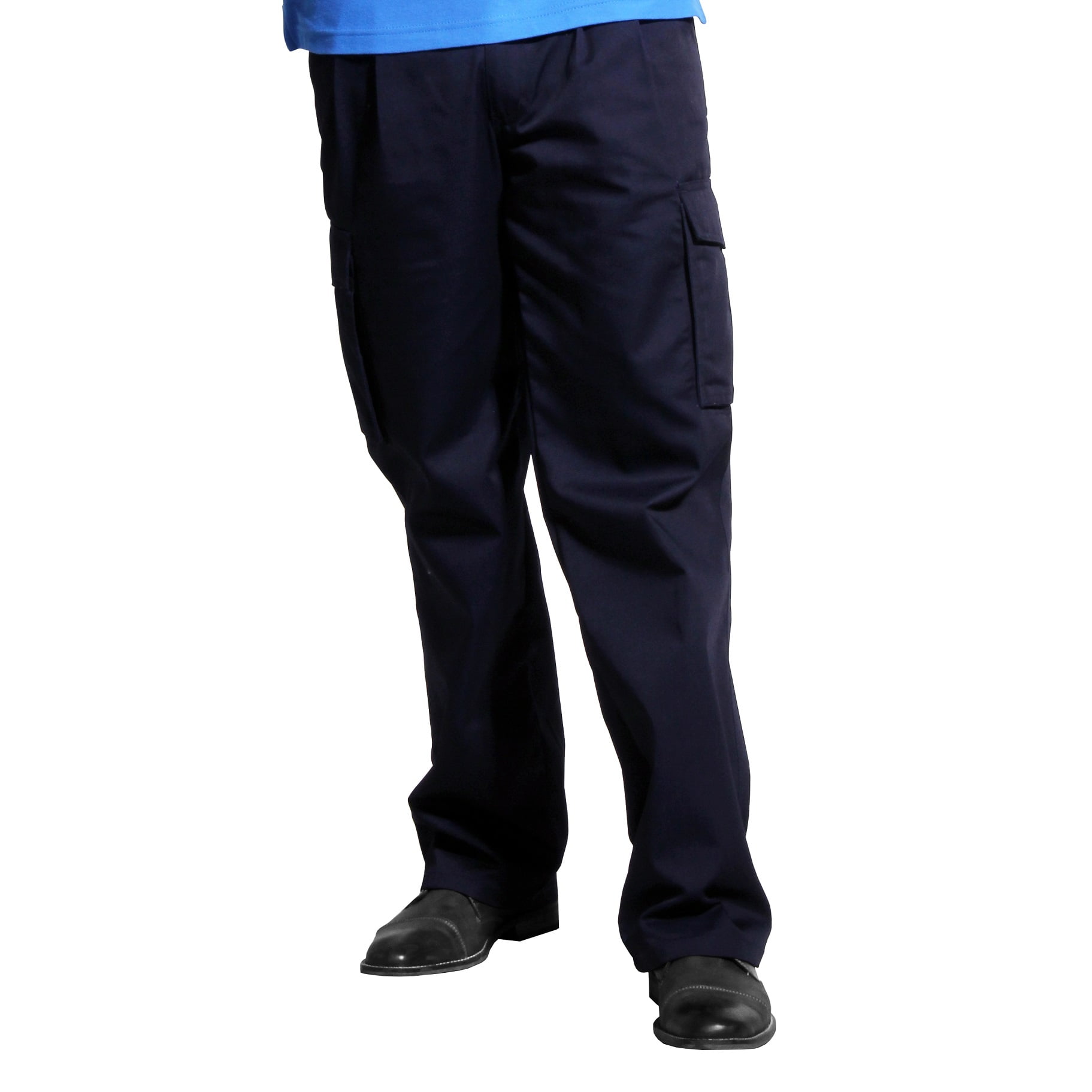 Pantalón Cargo Hombre Gabardina Pinzado Azul Marino Talla 46