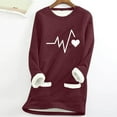 thumbnail image 2 of fheaev Fleece Sweatshirt for Women Winter Warm Lined Printed Tunic Top Thermal Fleece Crew Neck Long Sleeve Pullover wear Winter Warm Underwear Blouses, 2 of 3