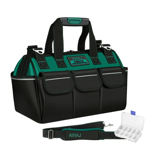 wolftale Tool Bag Electrician Bags Storage Box Adjustable Wear-Resistant Waterproof Large Capacity Maintenance Tools Pouch Black Green/16 inch