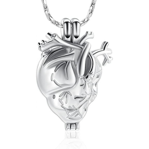 Cremation Jewelry Pendant Necklace for Ashes Holder - Anatomical Heart Urn Necklace for Ashes - Cremation Keepsake Memorial Lockets